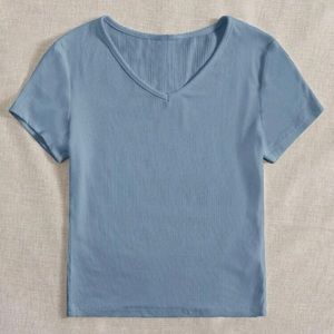 Blue Rib Knit Women’s Tee Shirt